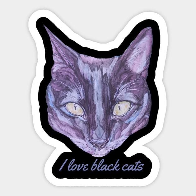 I Love Black Cats Cat Face Sticker by candimoonart